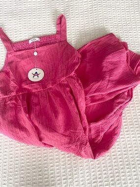 Arshiner Bright Pink Smocked Tank Top